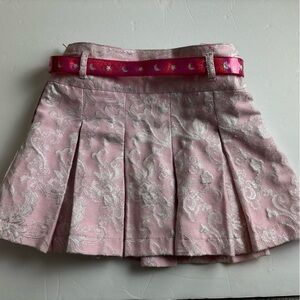 Mary Kate & Ashley Pink & Silver metallic skirt Girls size 7  Glitter belt